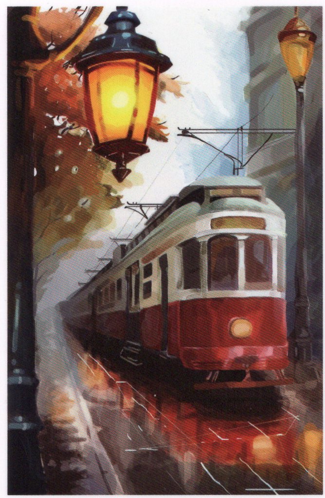 Trolley in the Rain Sticker